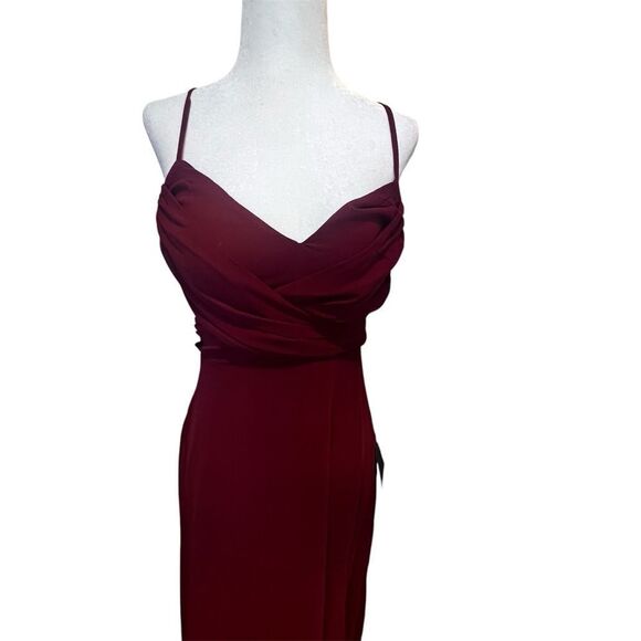 NWT LuLus Event Ready Burgundy Backless Lace-Up Maxi Dress size small - Picture 8 of 11